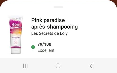 capture écran yuka après-shampoing pink paradise les secrets de loly