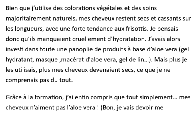 résultats négatifs soins aloe vera cheveux